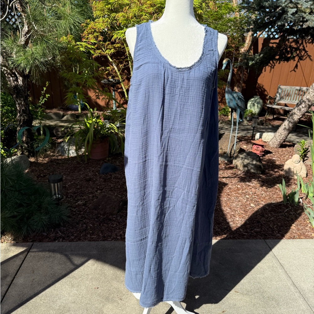 Eileen Fisher Navy Textured Gauze dress